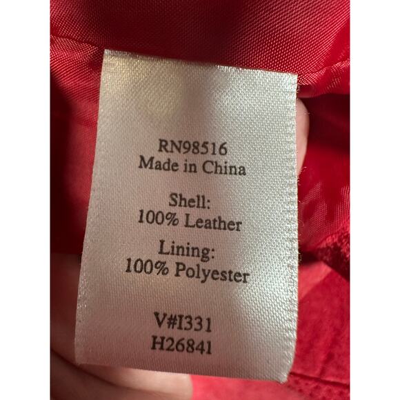 Coldwater Creek Leather Jacket Women’s M Coral Red Suede Snap Front Western Boho - Picture 3 of 4